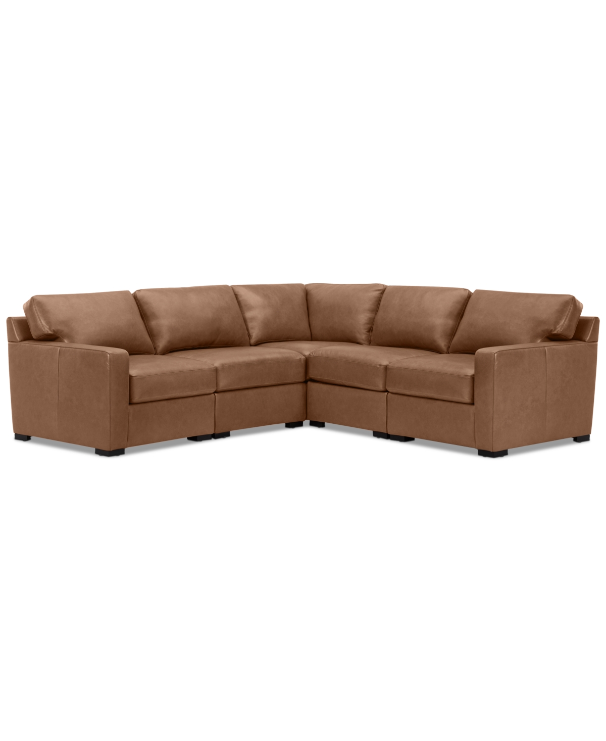 Shop Macy's Radley 101" 5-pc. Leather Square Corner L Shape Modular Sectional, Created For  In Light Tan