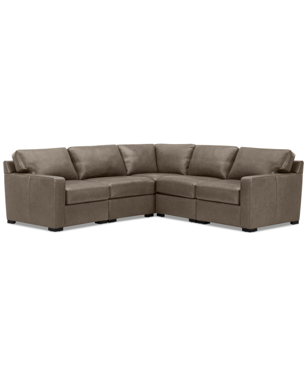 Shop Macy's Radley 101" 5-pc. Leather Square Corner L Shape Modular Sectional, Created For  In Medium Brown