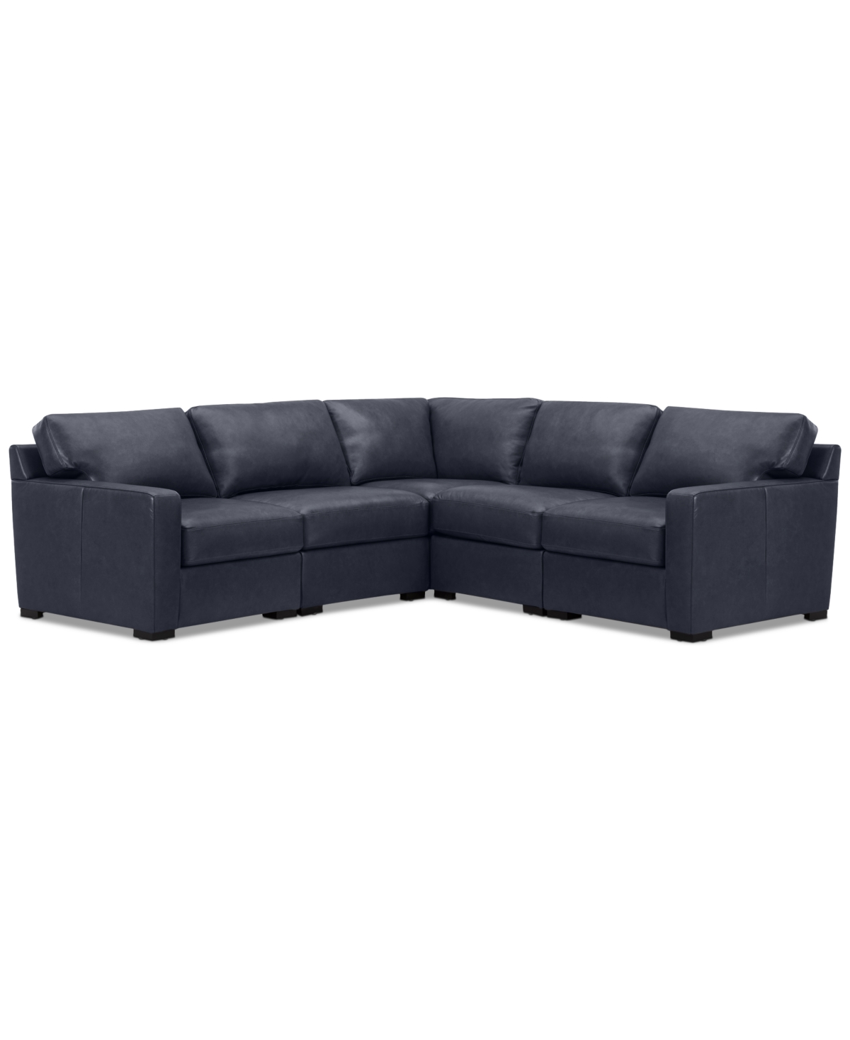 Shop Macy's Radley 101" 5-pc. Leather Square Corner L Shape Modular Sectional, Created For  In Navy