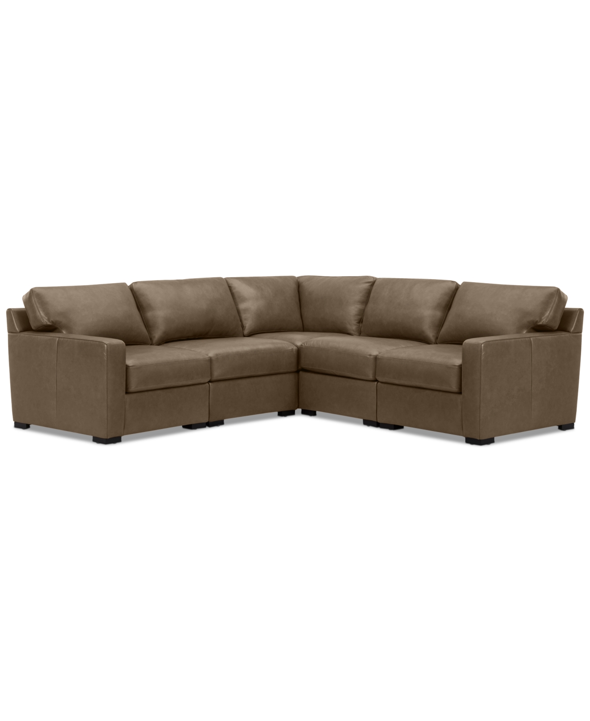 Shop Macy's Radley 101" 5-pc. Leather Square Corner L Shape Modular Sectional, Created For  In Sand