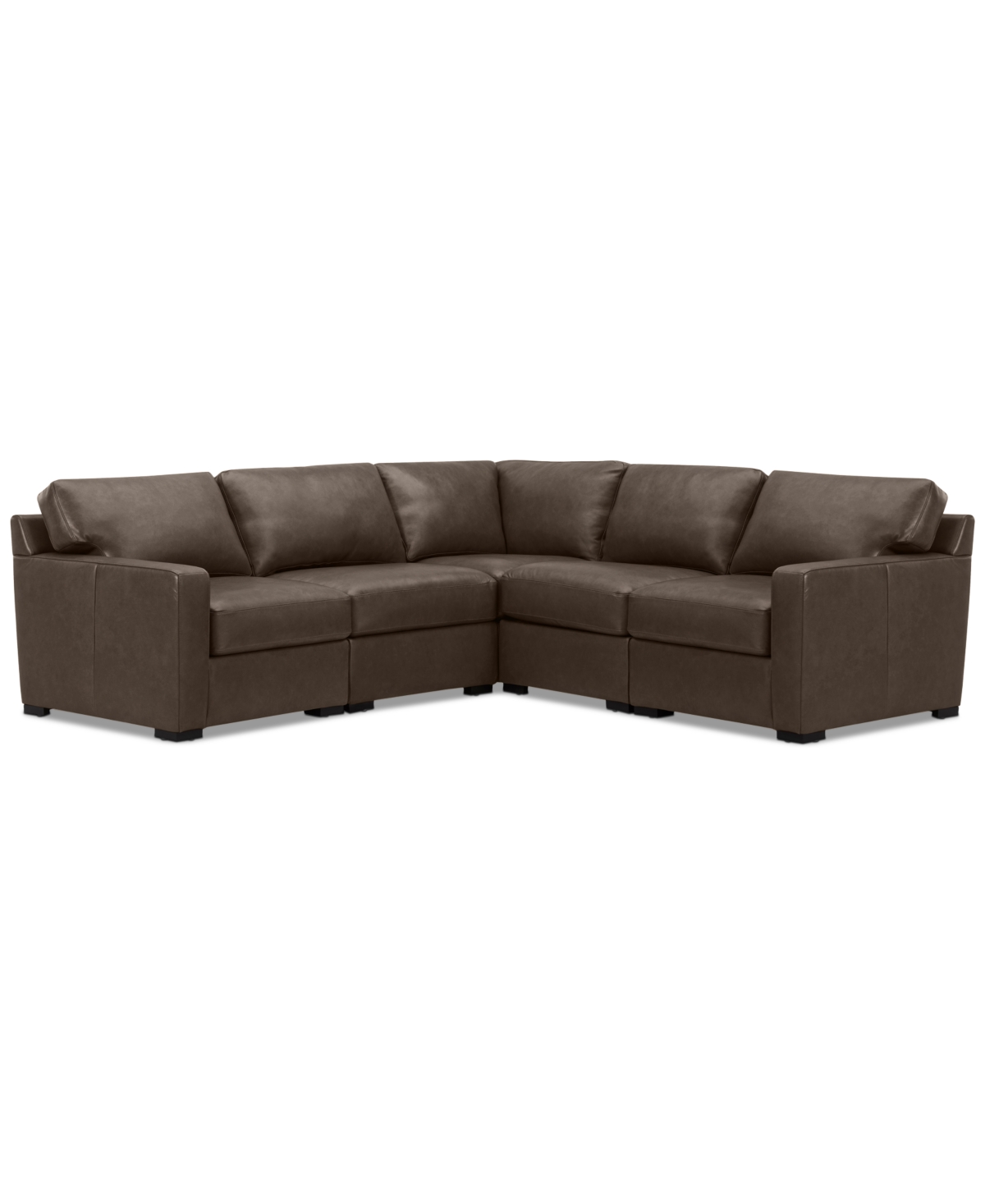 Shop Macy's Radley 101" 5-pc. Leather Square Corner L Shape Modular Sectional, Created For  In Chocolate