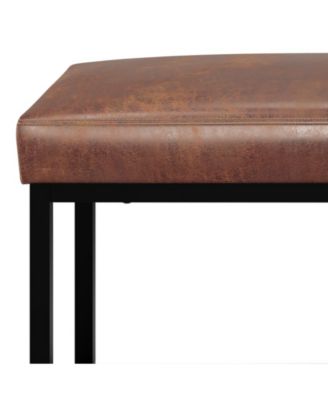 Reynolds Ottoman Bench in Distressed Saddle Brown Pu Leather