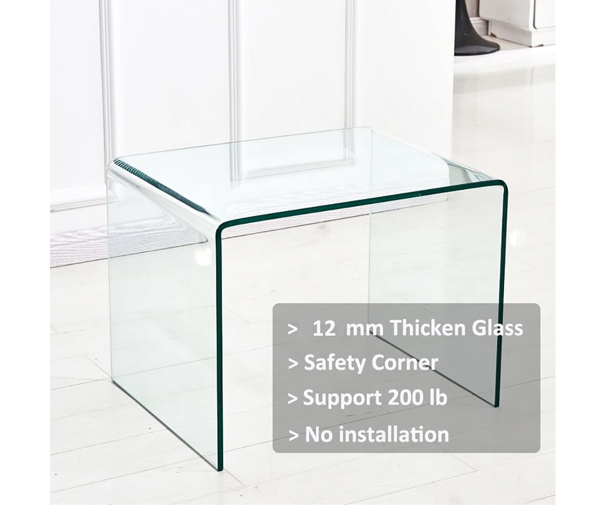 Streamdale Furniture Clear Glass Side & End Table, Tempered Glass End Table Coffee Table