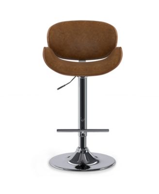 Marana Bentwood Adjustable Swivel Bar Stool in Deep Tan Pu Leather