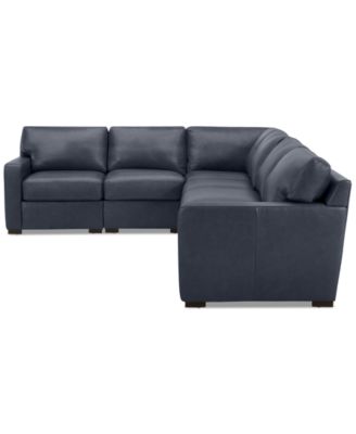 Radley 136"  5-Pc. Leather Square Corner L Shape Modular Sectional