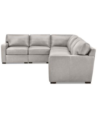 Radley 136"  5-Pc. Leather Square Corner L Shape Modular Sectional