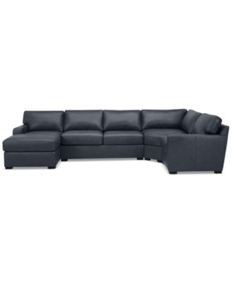 Radley 148" 4-Pc. Leather Wedge Modular Chaise Sectional