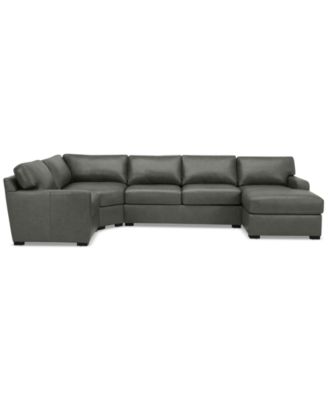 Radley 148" 4-Pc. Leather Wedge Modular Chaise Sectional