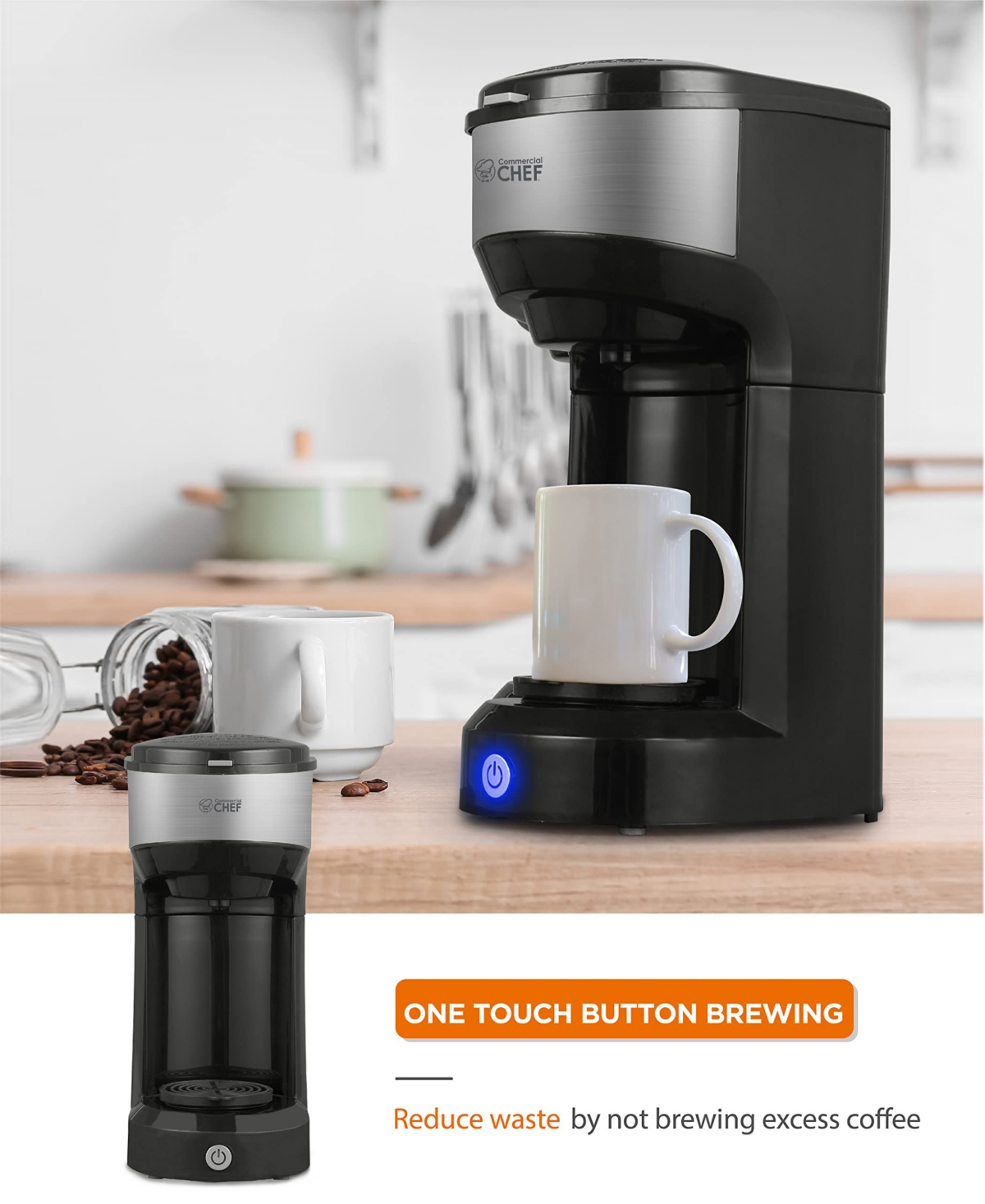 Commercial Chef Coffee Machine, K Cup Coffee Maker 13 Ounce Water Tank, Single Serve Coffee Maker and Portable Coffee Maker Single Serve with One Touc