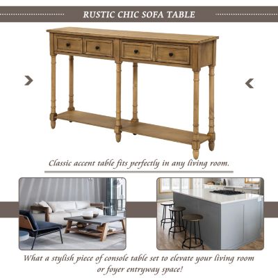 Simplie Fun Console Table Sofa Table Easy Assembly With Two Storage Drawers And Bottom Shelf