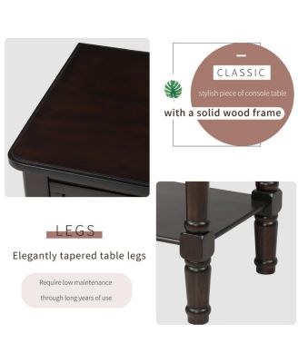 Narrow Console Table, Slim Sofa Table With Three Storage Drawers And Bottom Shelf