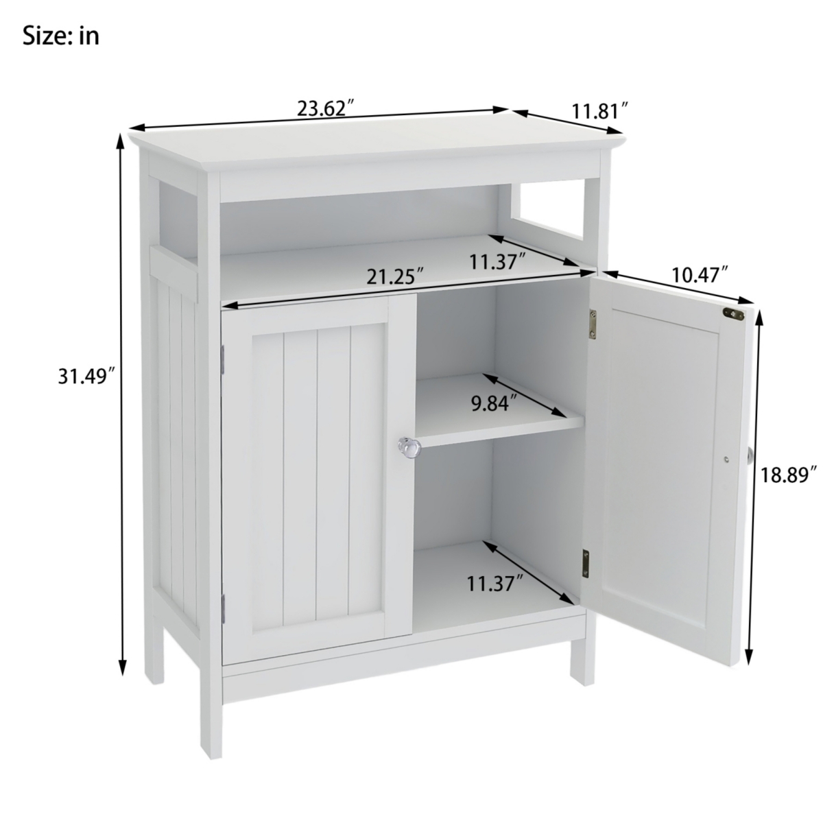 Streamdale Furniture Bathroom Standing Storage With Double Shutter Doors Cabinet