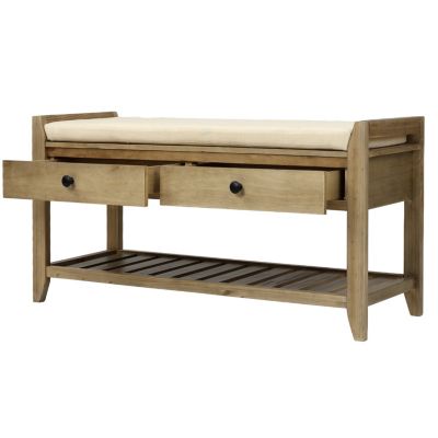 Multipurpose Entryway Bench with Cushioned Seat and Drawers