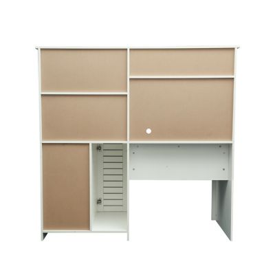Home Office Computer Desk With Hutch, Antiqued Finish