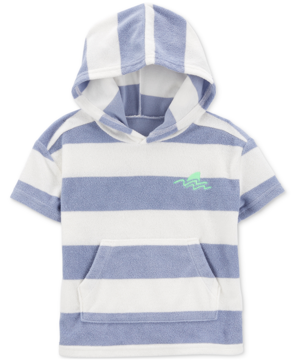 Shop Carter's Toddler Boys Shark Striped Terry Hooded T-shirt In Blue