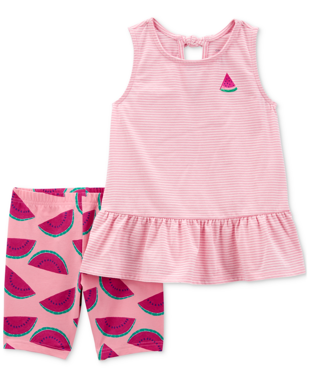 Shop Carter's Toddler Girls Striped Watermelon Top & Bike Shorts, 2 Piece Set In Pink