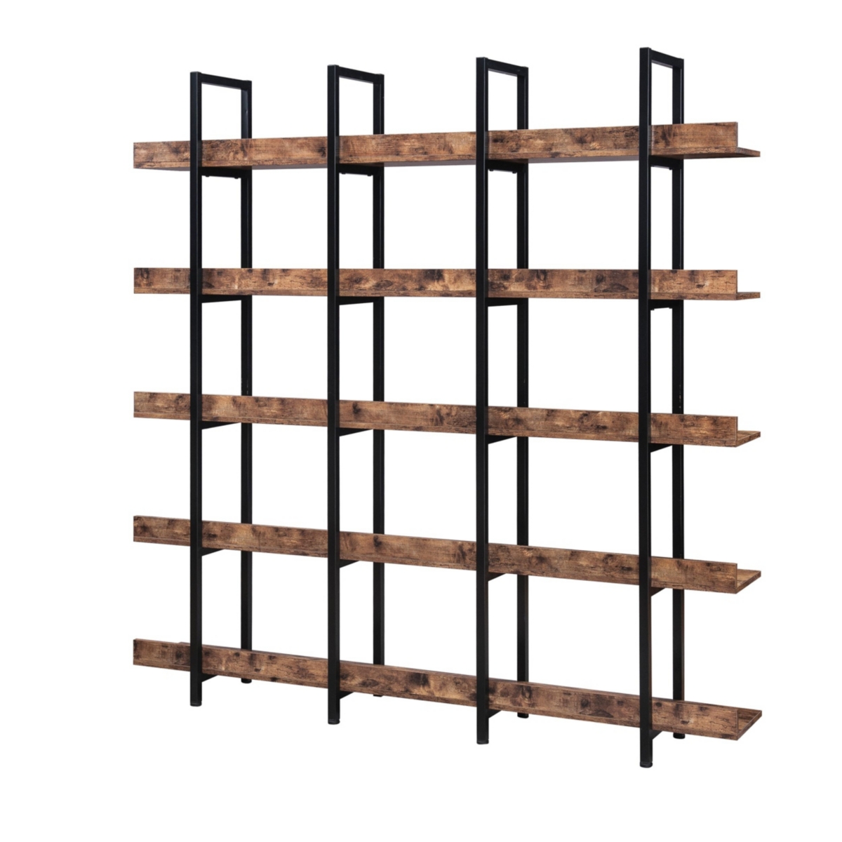 Streamdale Furniture 5 Tier Bookcase Home Office Open Bookshelf, Vintage Industrial Style Shelf With Metal Frame