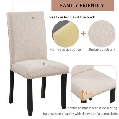 Marble 5-Piece Dining Set Table with 4 Thicken Cushion Dining Chairs