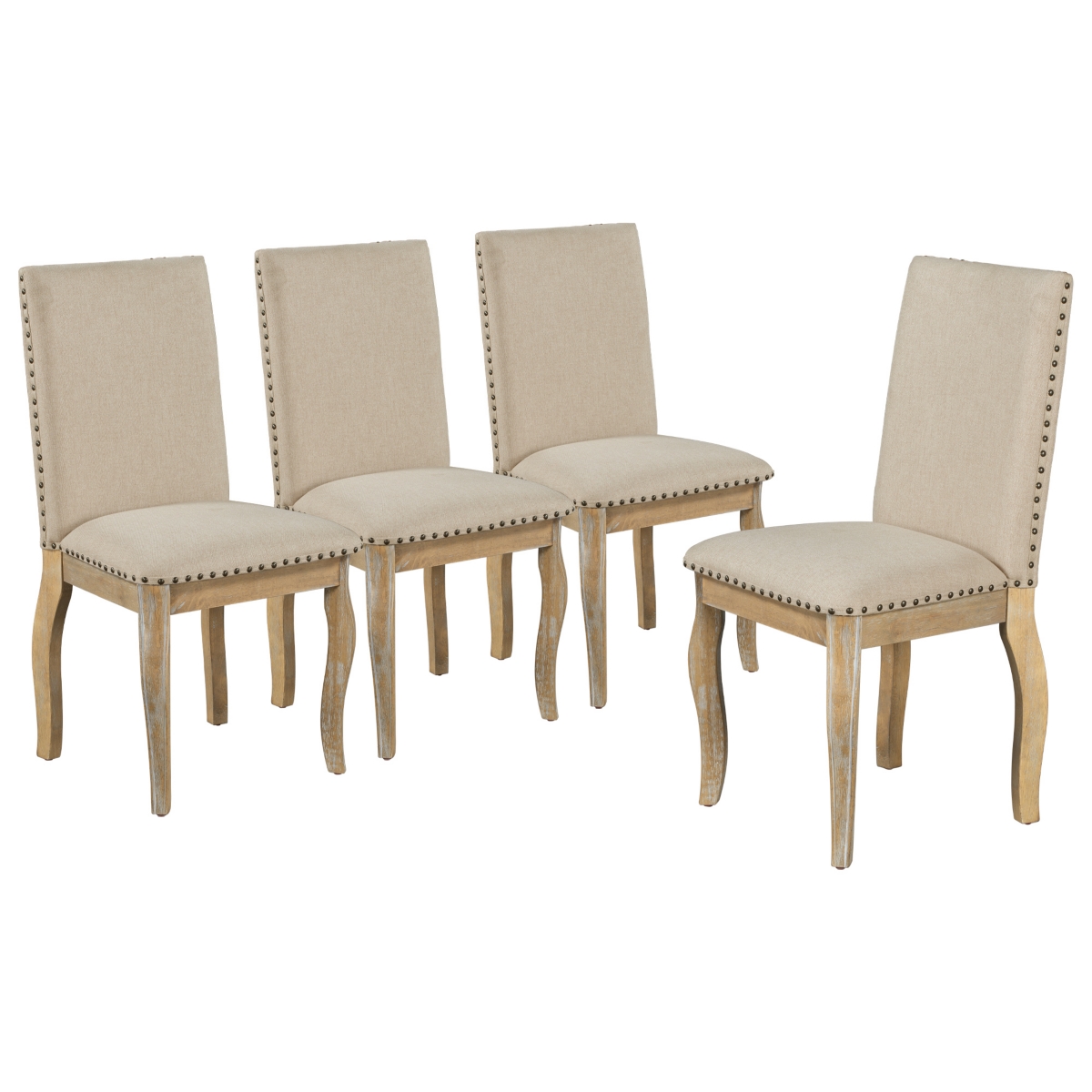 Streamdale Furniture 5-Piece Farmhouse Dining Table Set Wood Round Extendable Dining Table And 4 Upholstered Dining