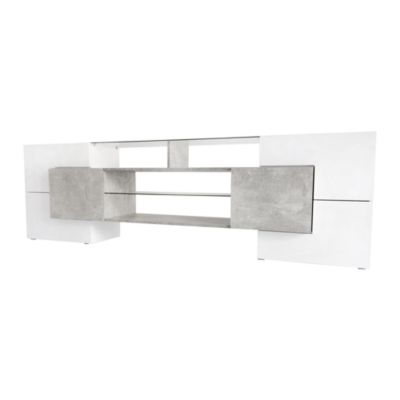 Modern Grey TV Stand with LED Shelves