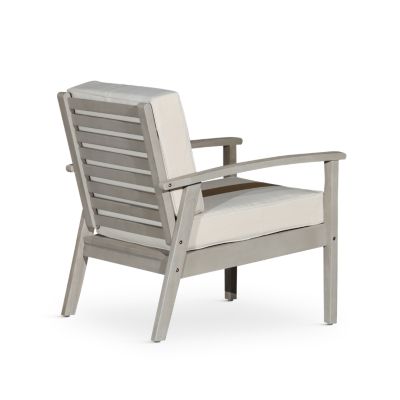 Streamdale Deep Seat Eucalyptus Chair, Silver Gray Finish, Navy Cushions
