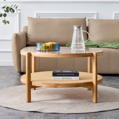 Modern double-layer solid wood tea table