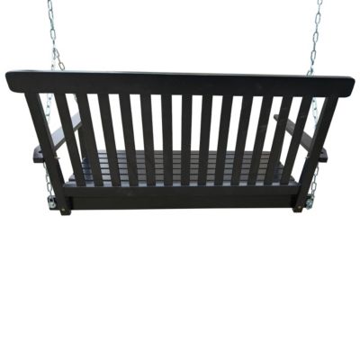 Simplie Fun Outdoor Wood Bench Swing with Armrests