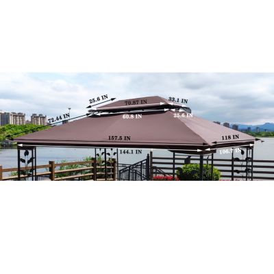 Streamdale 13 X 10FT Patio Double Roof Gazebo Replacement Canopy Top Fabric