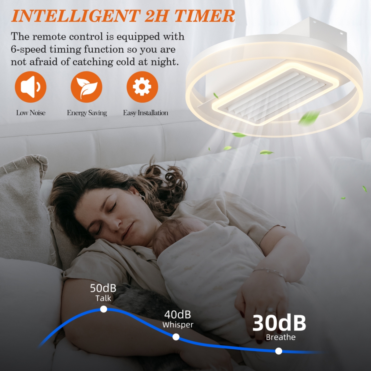 Streamdale Bladeless Fan Lamp With Lights Dimmable Led