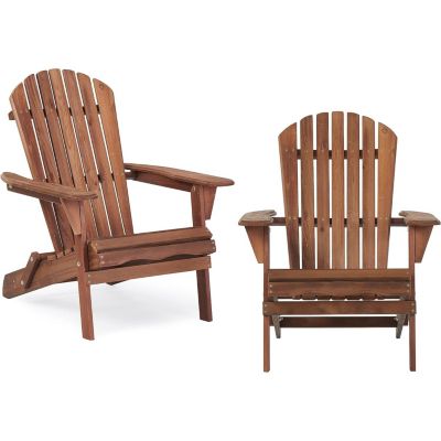 Streamdale Outdoor Folding Adirondack Chair Set - 2 Wood Lounge Chairs