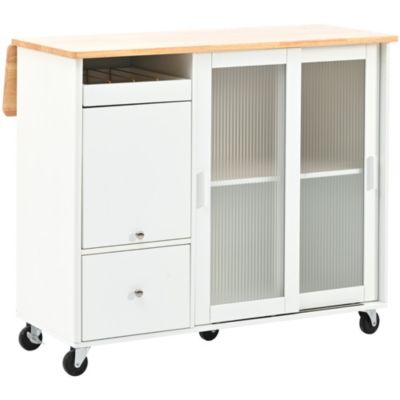 Streamdale LED Kitchen Island Cart with Drop Leaf & Storage