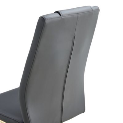  4 Gray+Pu Dining/Restaurant Chairs With Gold Legs