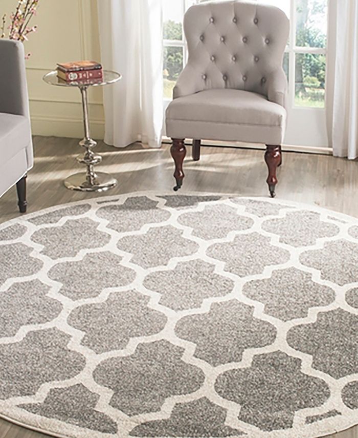 Safavieh Amherst AMT420 Dark Gray and Beige 9' x 9' Round Area Rug - Gray