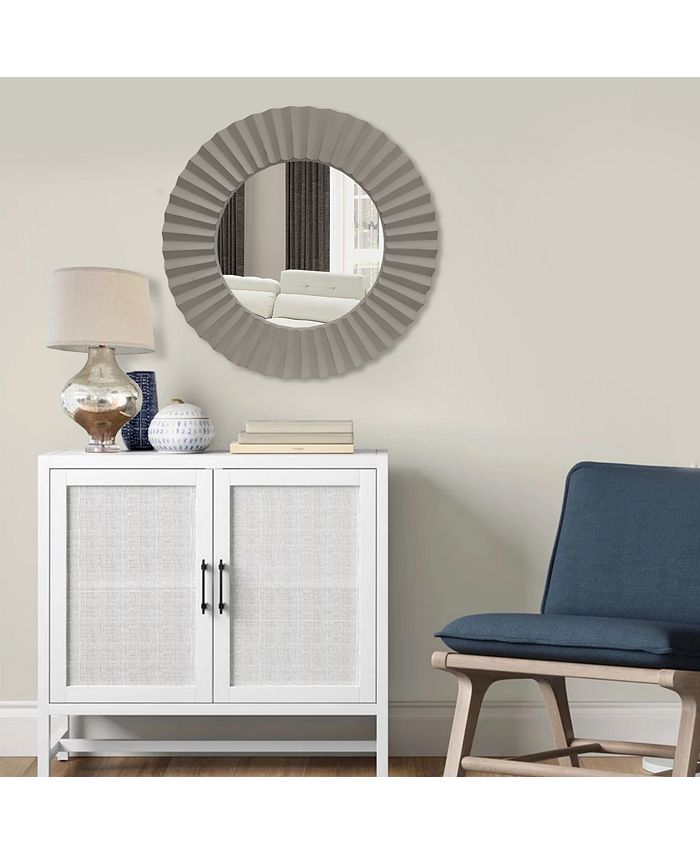 Simplie Fun 32 Inch Round Beveled Floating Wall Mirror With Corrugated ...