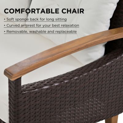 Streamdale Rattan Patio Set with Wood Table (4 Pieces)