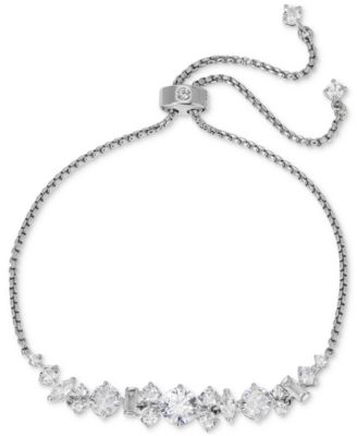 Eliot Danori - Silver-Tone Mixed Cubic Zirconia Cluster Slider Bracelet