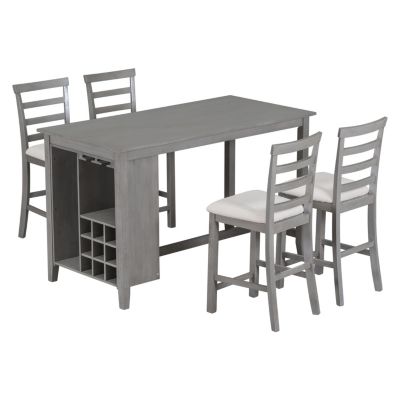 Streamdale 5-Piece Rubberwood Dining Set with Padded Chairs