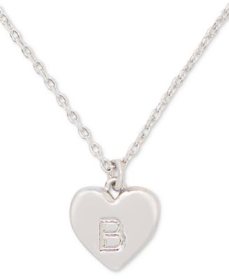 kate spade new york Silver-Tone Initial Heart Pendant Necklace, 16" + 3" extender 