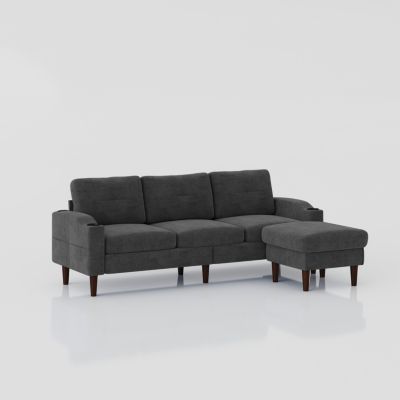 Convertible Combo Sofa with Storage Cabinet & Footstool