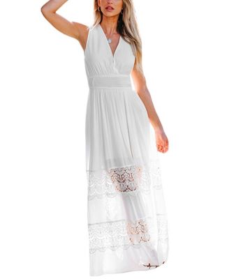 blue dress for baby girl Liliana White Ruffle Beach Maxi Dress—Long Sleeve, Breezy Fit main image 1