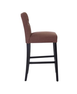 29" Upholstered Linen Fabric Tufted Bar Stool Chair
