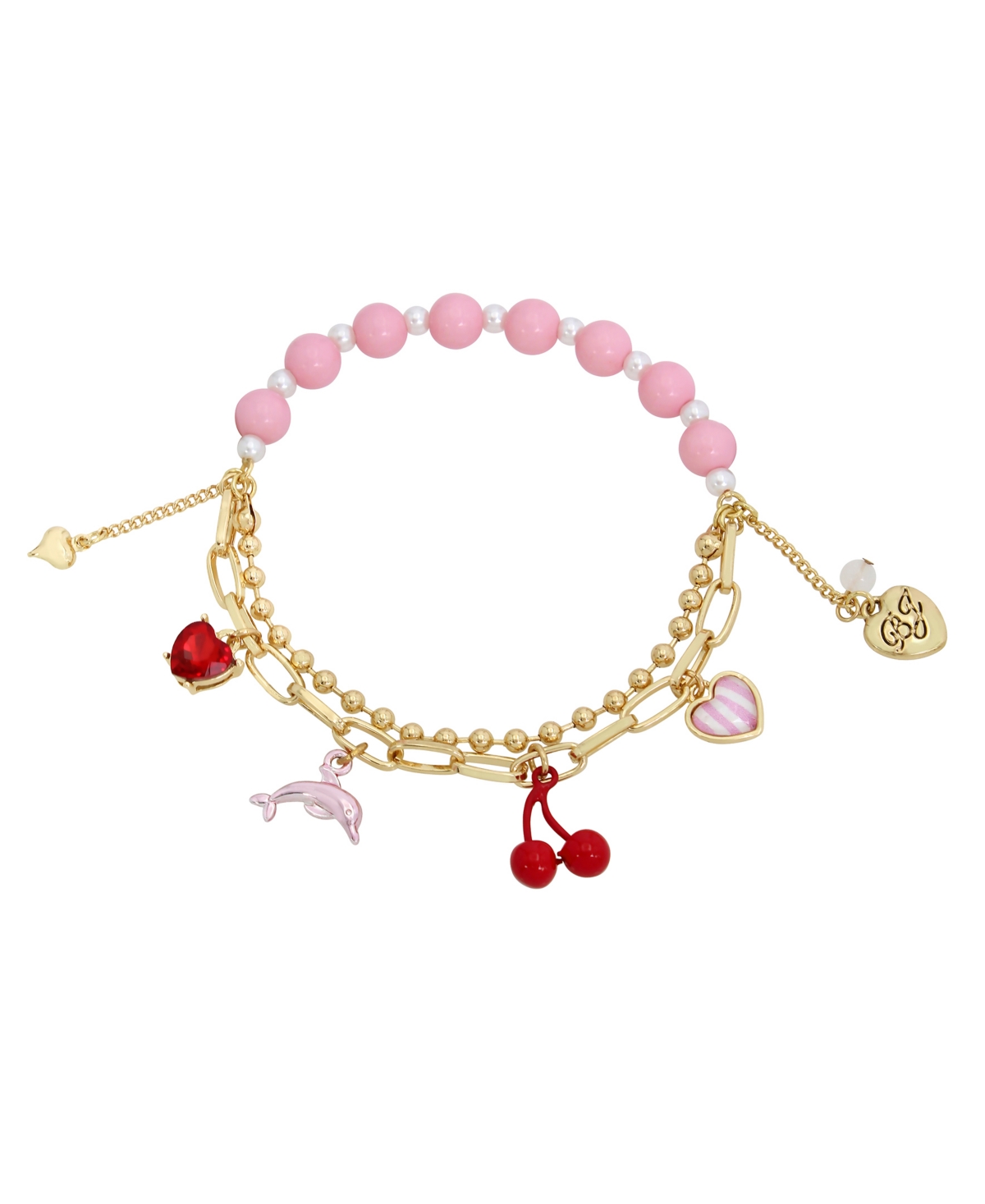 Shop Betsey Johnson Faux Stone Dolphin Charm Stretch Bracelet In Pink