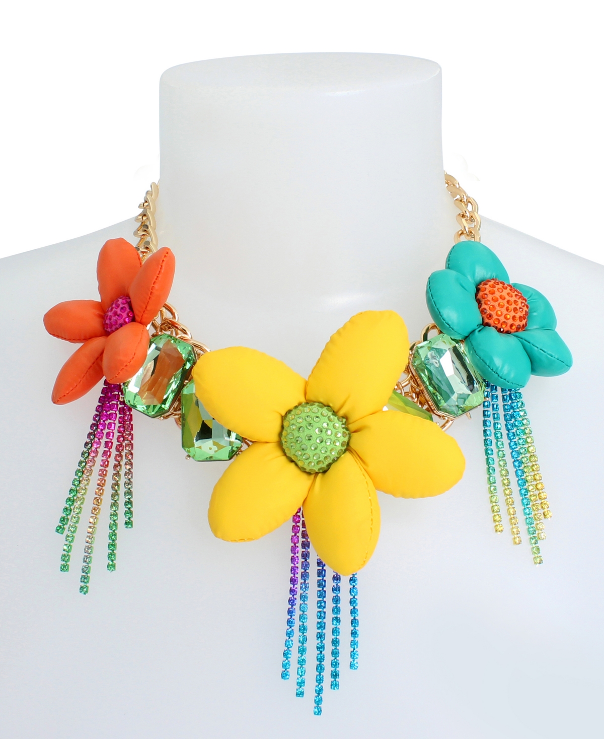 Shop Betsey Johnson Faux Stone Statement Flower Necklace In Multi