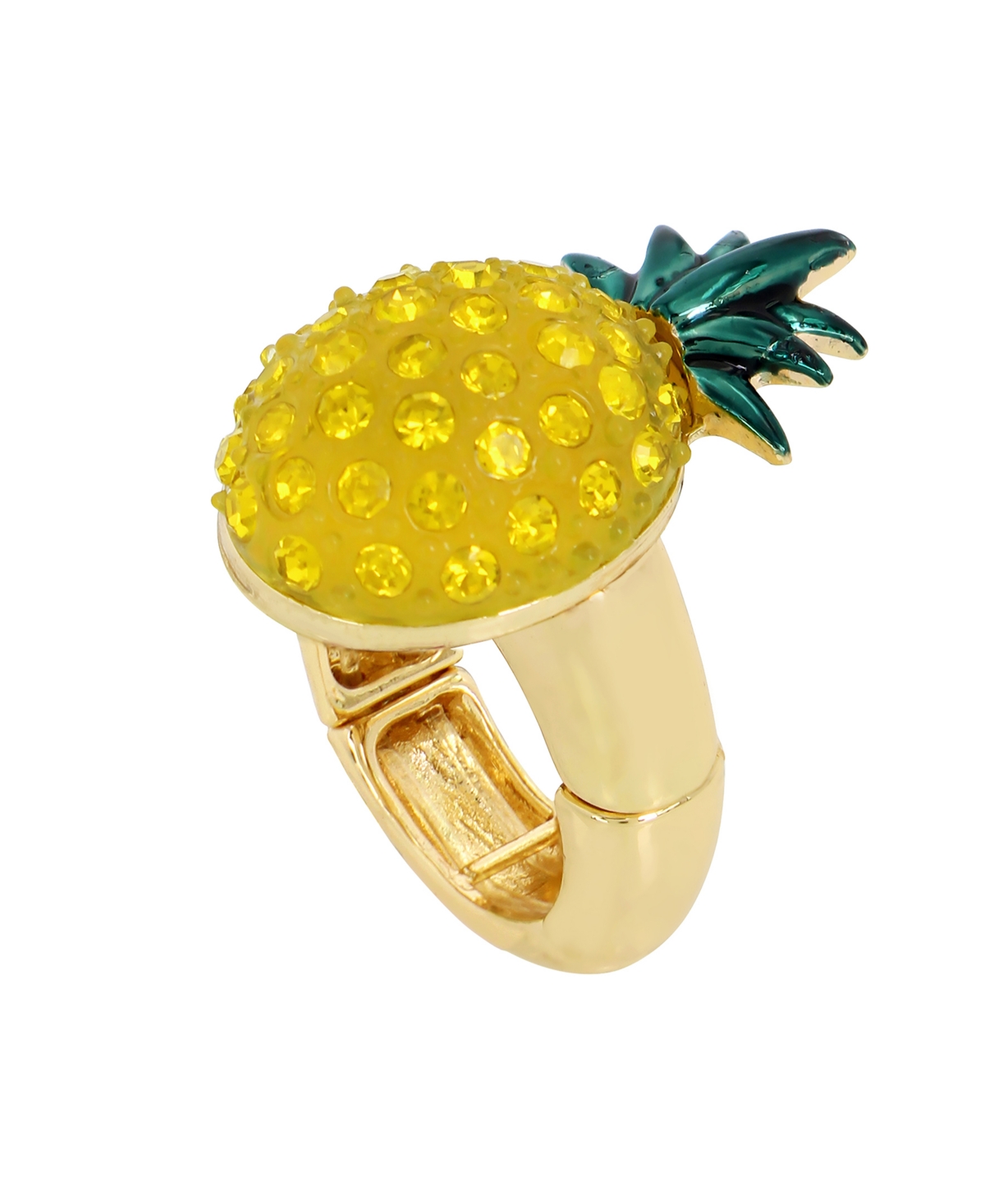 Shop Betsey Johnson Faux Stone Pineapple Cocktail Stretch Ring In Yellow