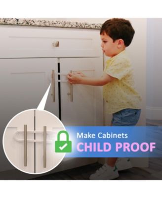 Toddler Sliding Cabinet Locks, U Shape, for Knobs, Handles, Doors - Baby Safety Set - 4 Pack