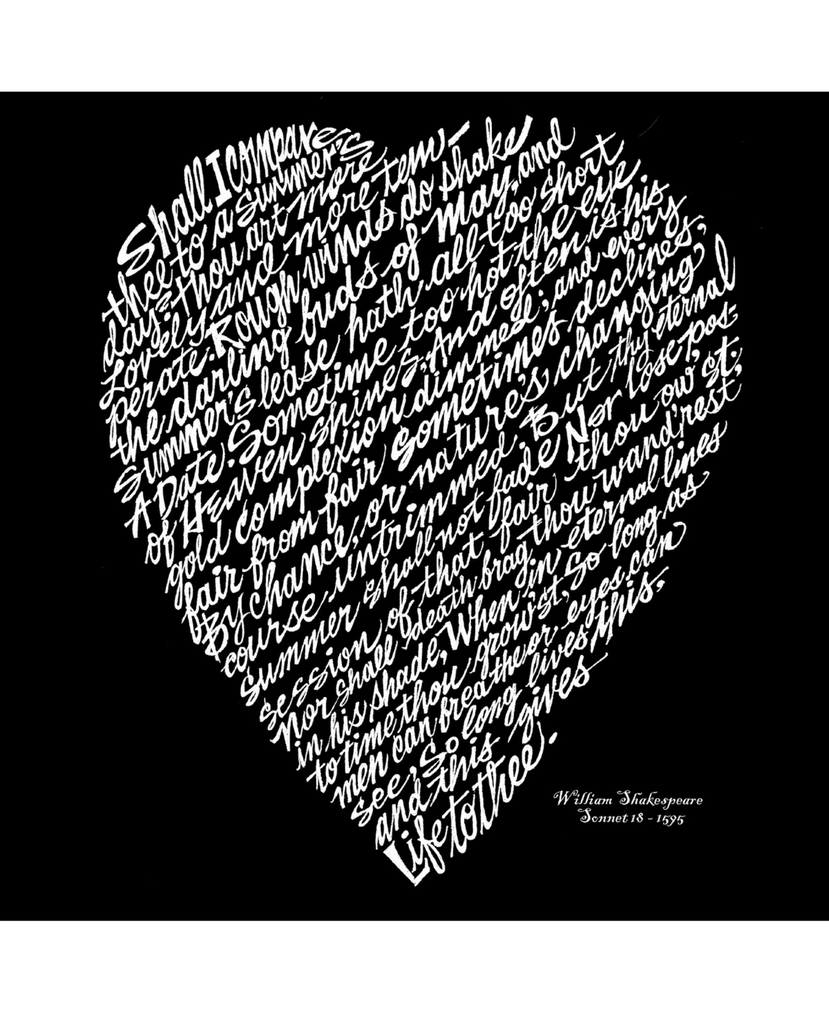 La Pop Art Boys Word Art Long Sleeve - William Shakespeare'S Sonnet 18