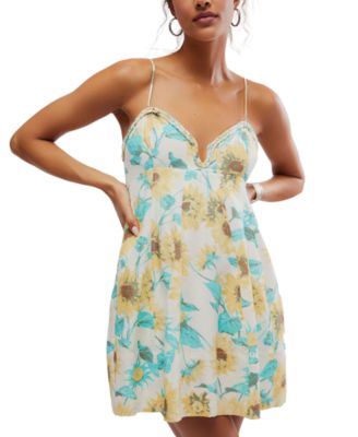 Free People - Women's Altura Floral-Print Braided-Trim Mini Dress