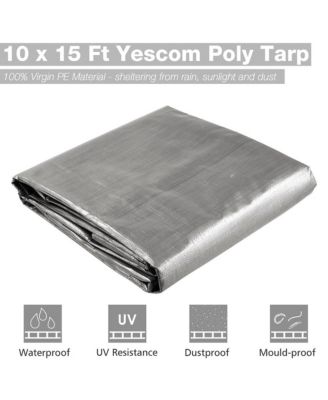 10x15ft Heavy Duty Reinforced Poly Tarp 10-mil All Purpose Canopy Tent Cover Waterproof Tarpaulin