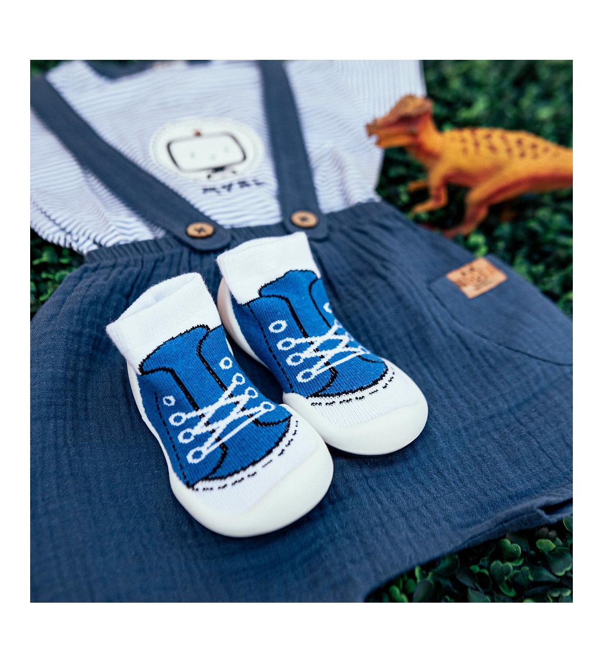 Komuello Infant Girl Boy Breathable Washable Non-Slip Sock Shoes Sneakers -- Blue