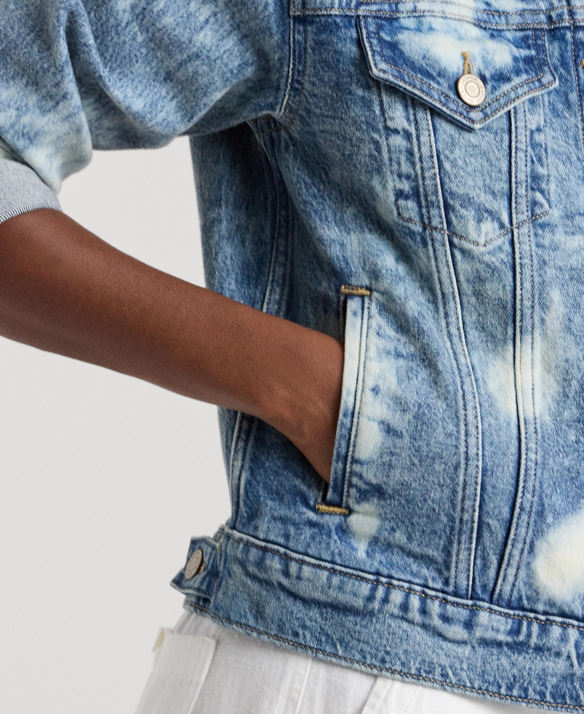 Shop Lauren Ralph Lauren Women's Bleach-splattered Denim Jacket In Palma Wash